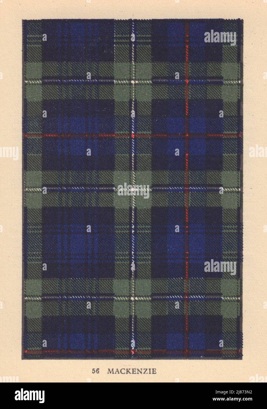 Mackenzie. Schottischer Clan Tartan. KLEINES 8x11,5cm 1937 altes Vintage Print Bild Stockfoto