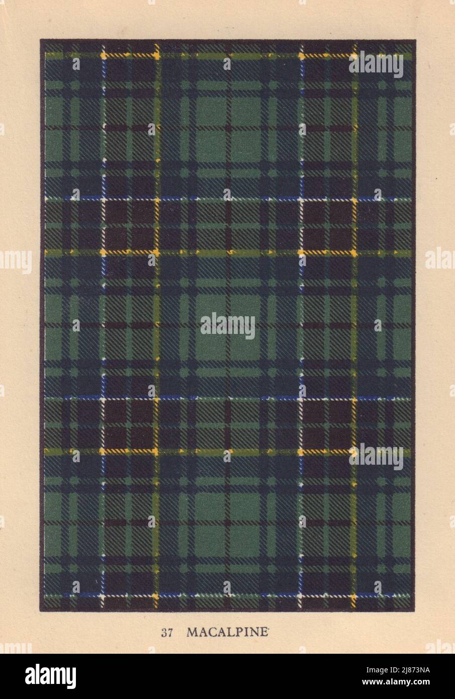 MacAlpine. Schottischer Clan Tartan. KLEINES 8x11,5cm 1937 altes Vintage Print Bild Stockfoto
