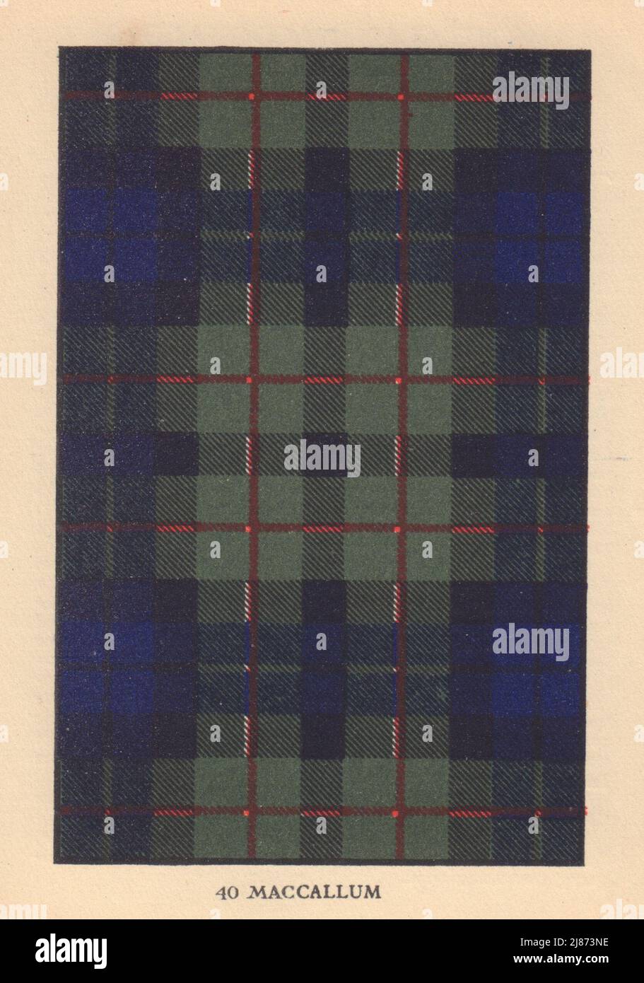 MacCallum [oder Malcolm]. Schottischer Clan Tartan. KLEINER 8x11,5cm 1937 alter Druck Stockfoto