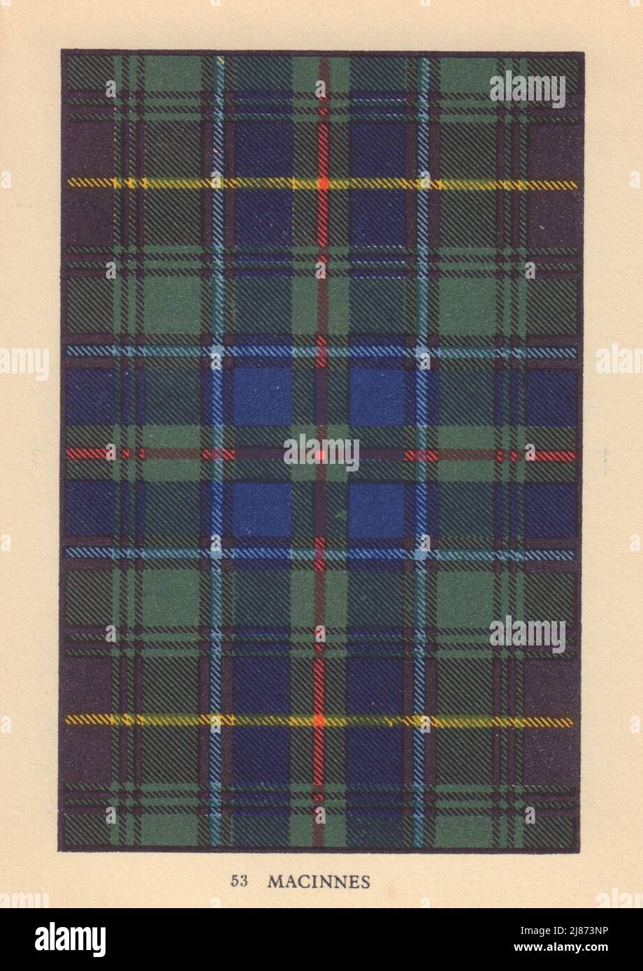 Macinnes [Aonghais]. Schottischer Clan Tartan. KLEINER 8x11,5cm 1937 alter Druck Stockfoto