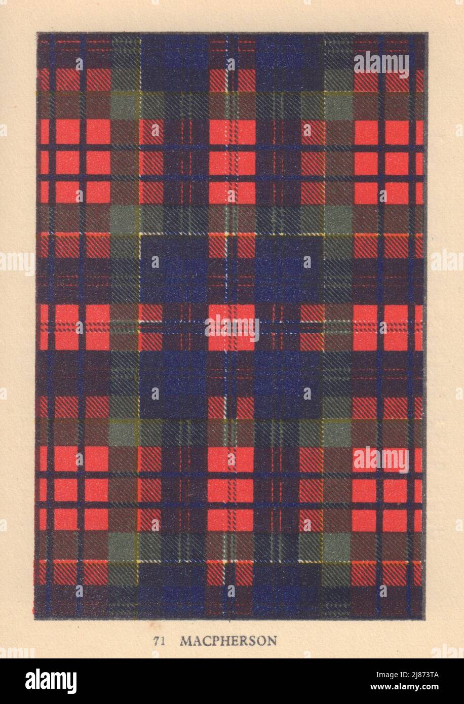 Macpherson. Schottischer Clan Tartan. KLEINER 8x11,5cm 1937 alter Vintage-Druck Stockfoto