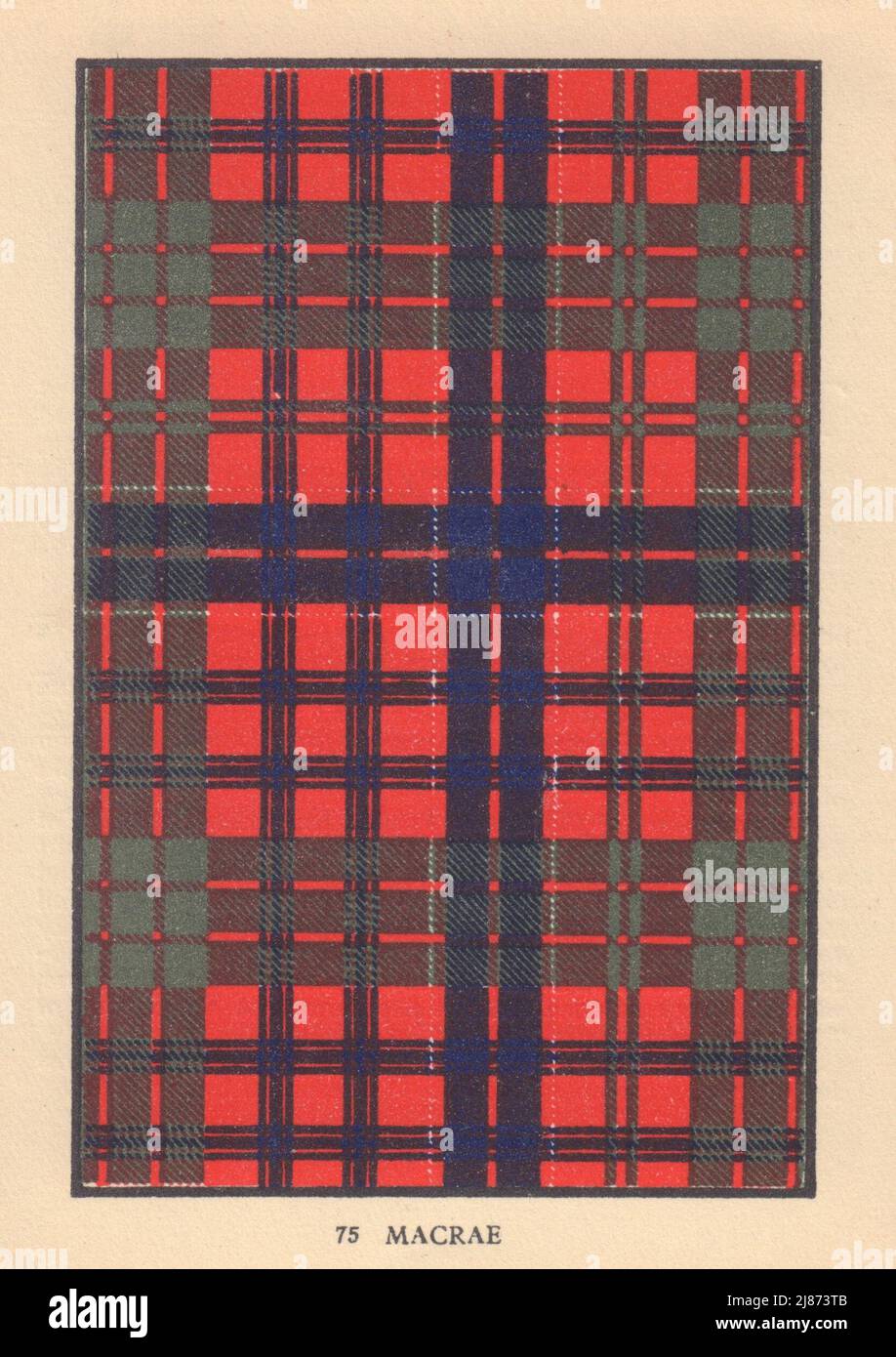 Macrae Schottischer Clan Tartan. KLEINES 8x11,5cm 1937 altes Vintage Print Bild Stockfoto