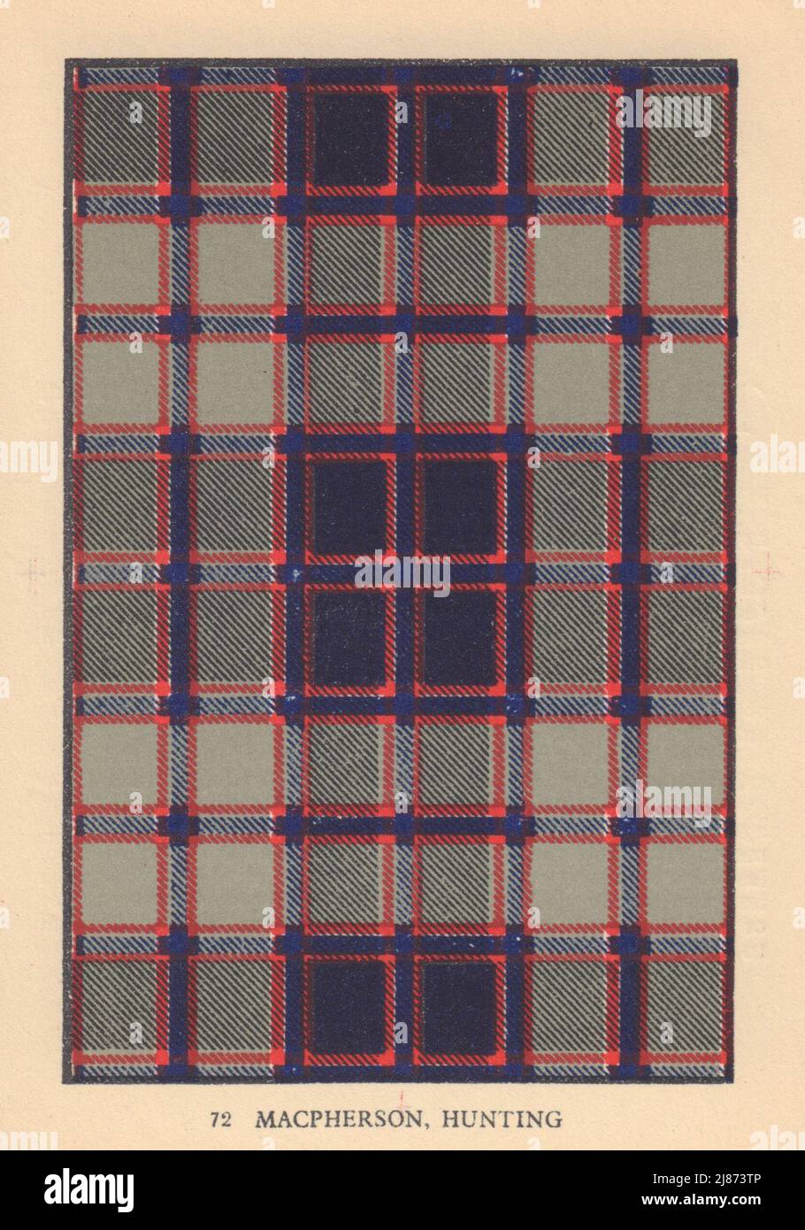 Macpherson, Jagd. Schottischer Clan Tartan. KLEINER 8x11,5cm 1937 alter Druck Stockfoto