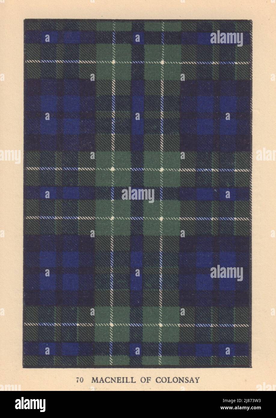 MacNeill aus Colonsay. Schottischer Clan Tartan. KLEINER 8x11,5cm 1937 alter Druck Stockfoto
