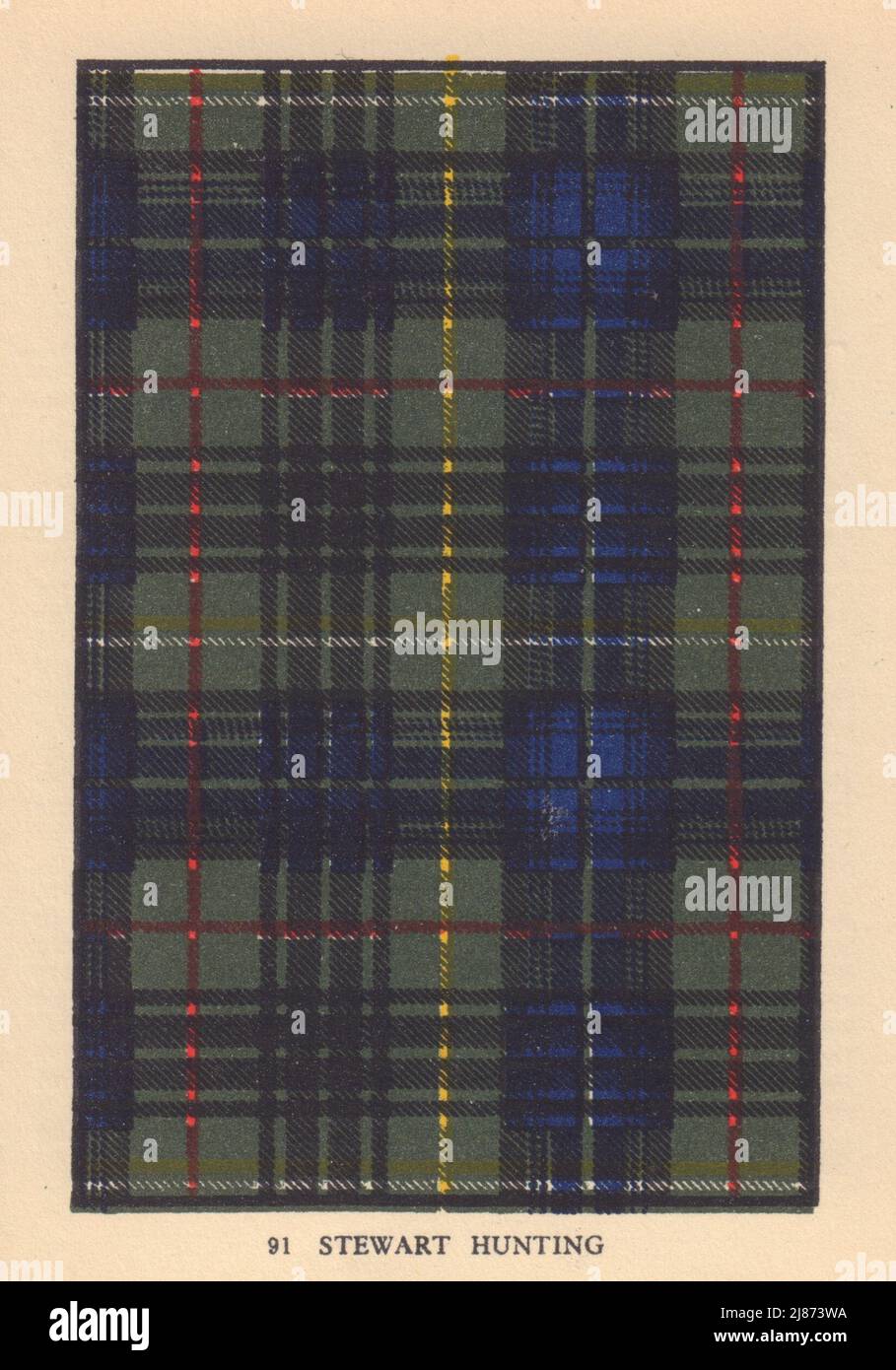 Stewart, Jagd. Schottischer Clan Tartan. KLEINER 8x11,5cm 1937 alter Vintage-Druck Stockfoto