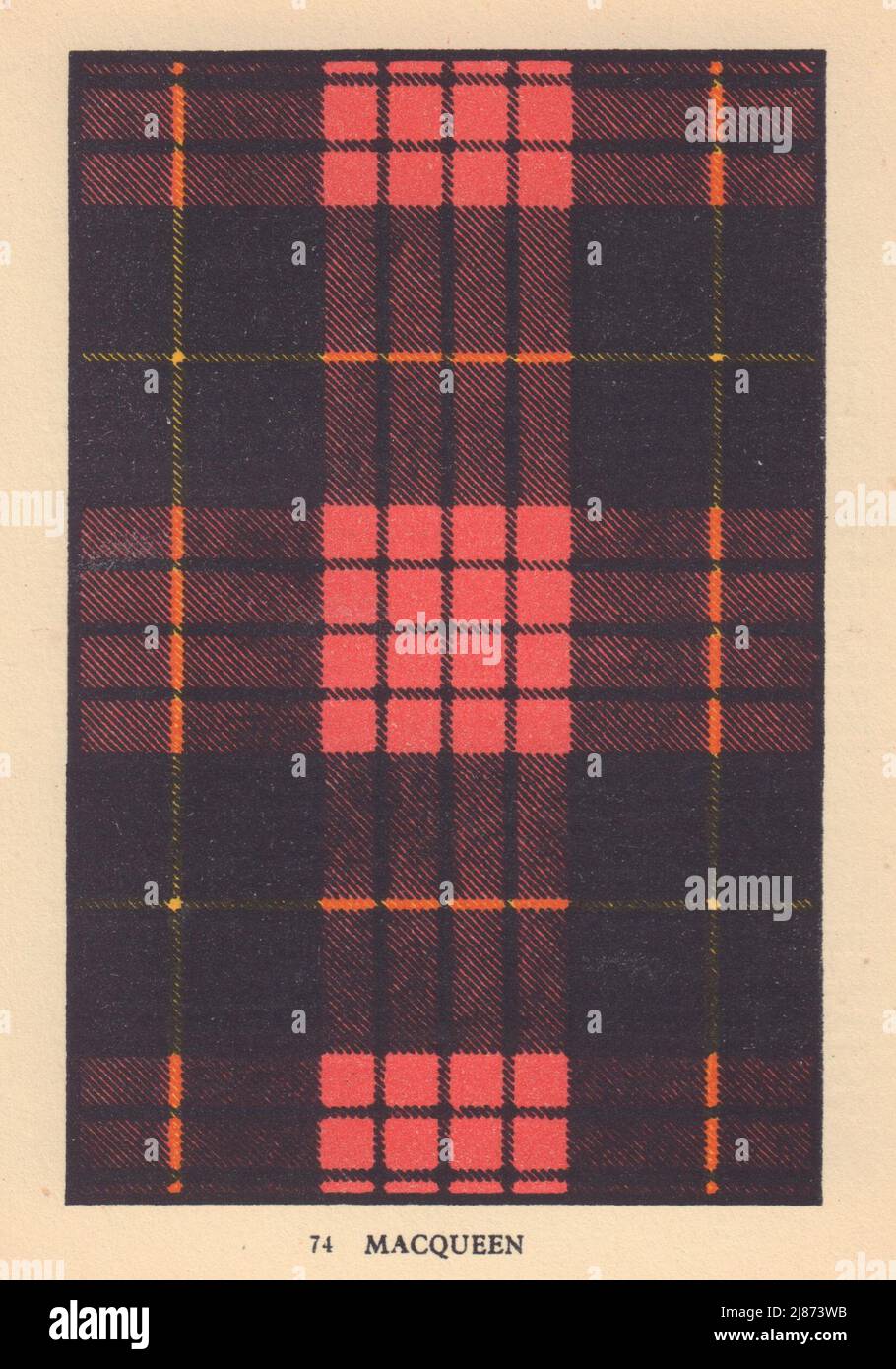 Macqueen. Schottischer Clan Tartan. KLEINES 8x11,5cm 1937 altes Vintage Print Bild Stockfoto