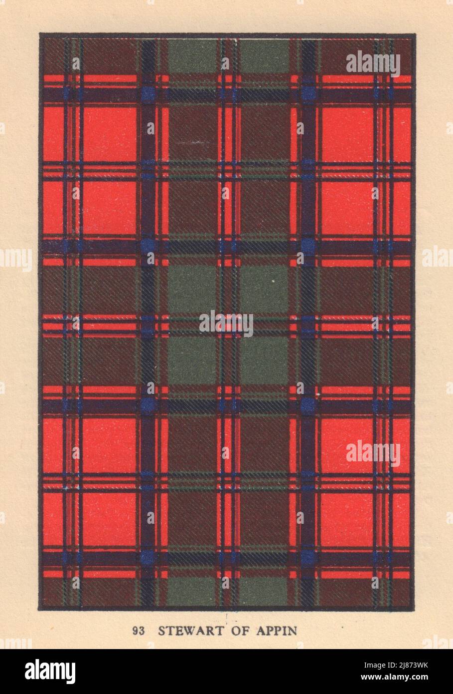 Stewart von Appin. Schottischer Clan Tartan. KLEINER 8x11,5cm 1937 alter Vintage-Druck Stockfoto