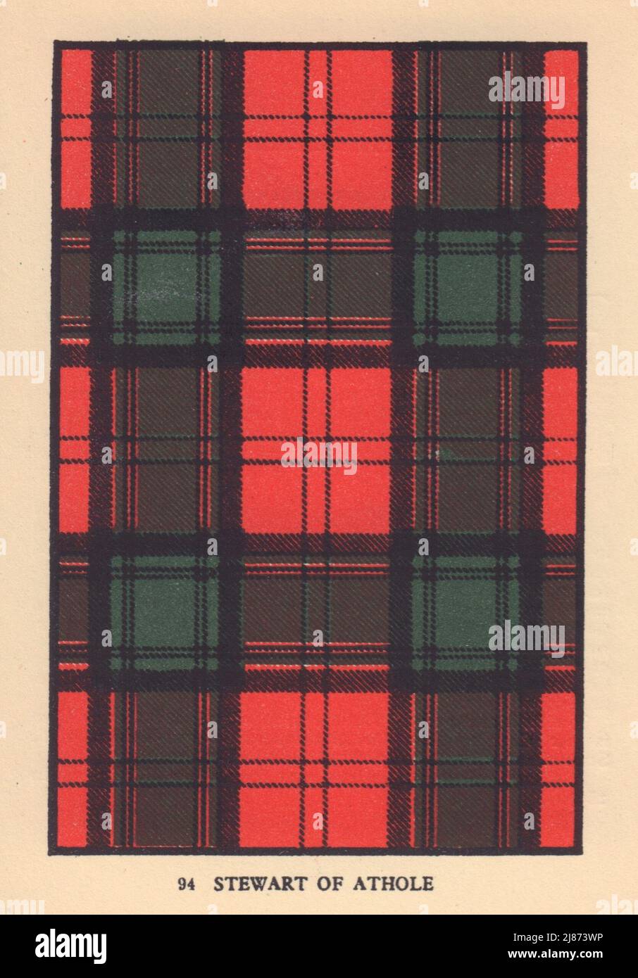 Stewart von Athole. Schottischer Clan Tartan. KLEINER 8x11,5cm 1937 alter Vintage-Druck Stockfoto