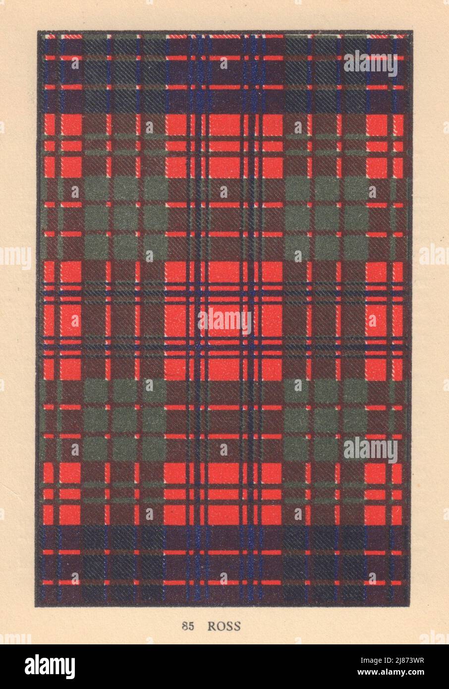 Ross. Schottischer Clan Tartan. KLEINES 8x11,5cm 1937 altes Vintage Print Bild Stockfoto
