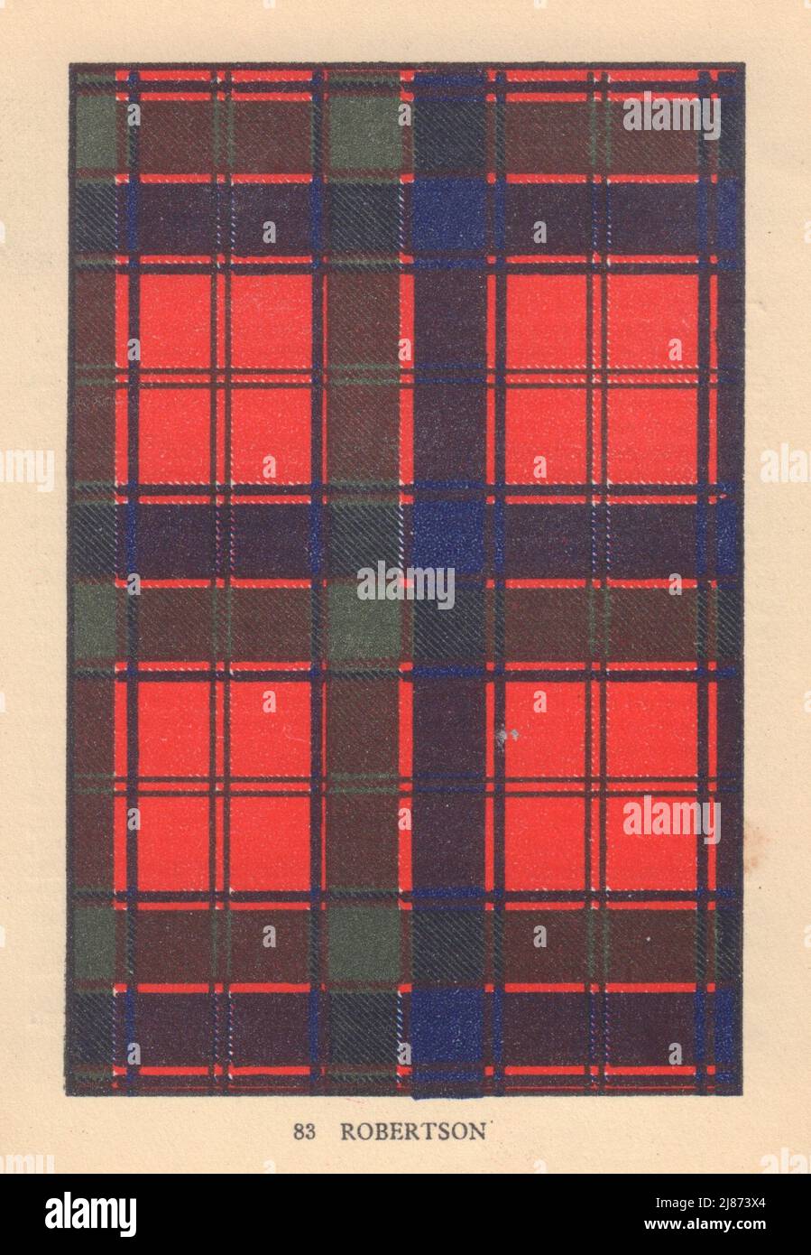 Robertson [oder Clann Donnachaidh]. Schottischer Clan Tartan. KLEIN 8x11,5 cm 1937 Stockfoto