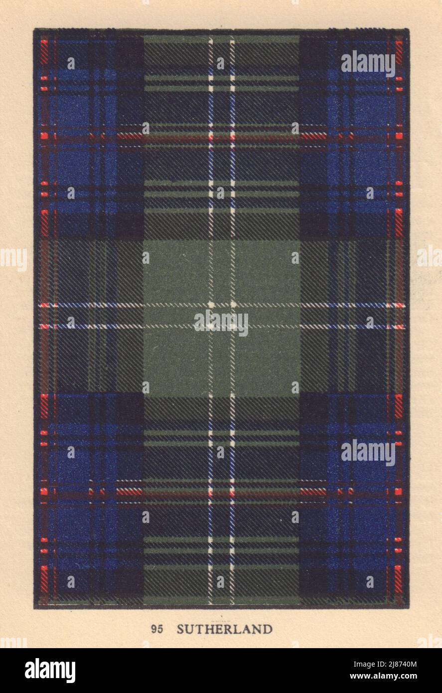 Sutherland. Schottischer Clan Tartan. KLEINER 8x11,5cm 1937 alter Vintage-Druck Stockfoto