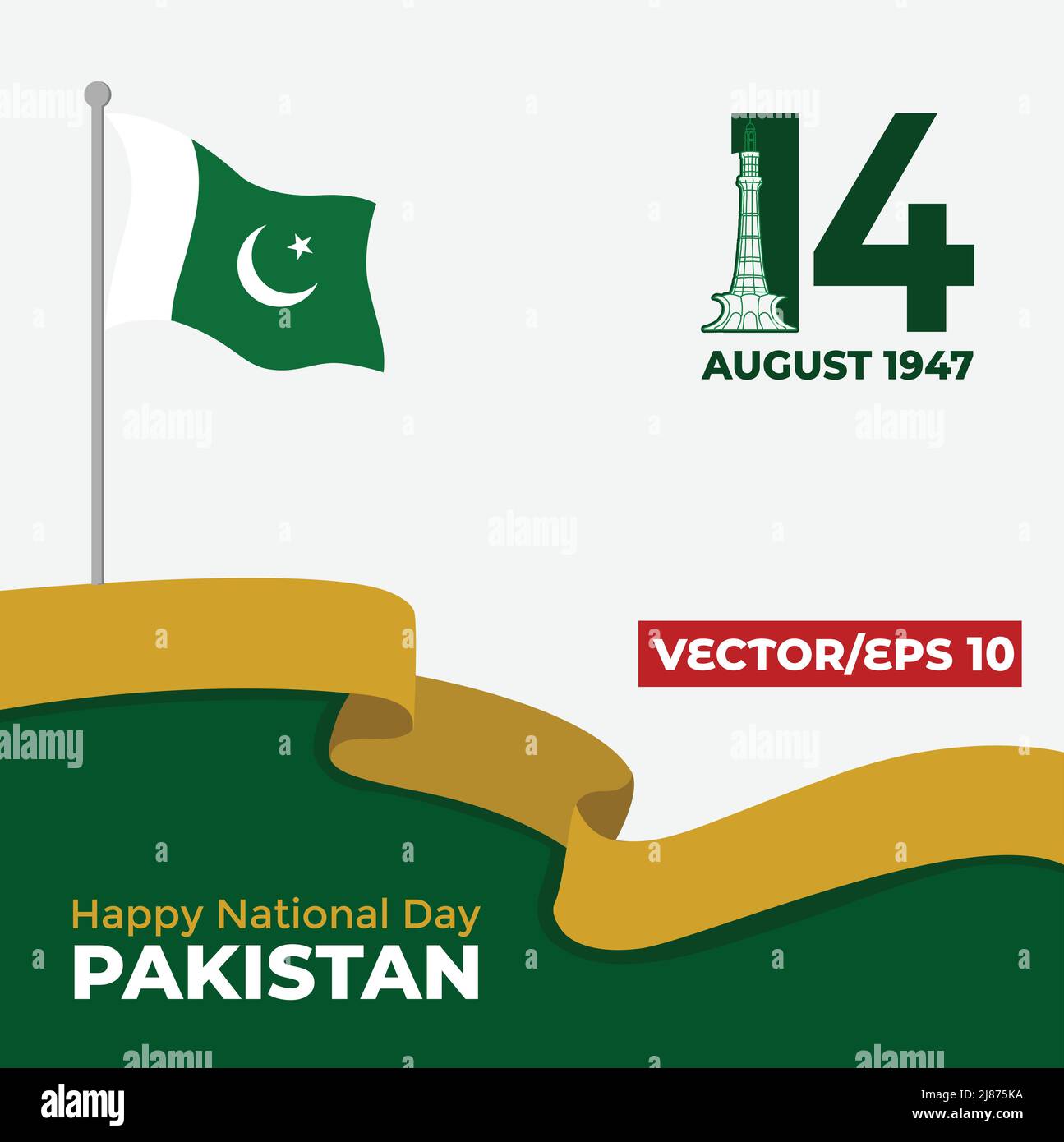 Pakistanischer Nationalfeiertag, 23.. märz mit englischem Text, unserem Unabhängigkeitstag von Pakistan, Vektordarstellung Stock Vektor