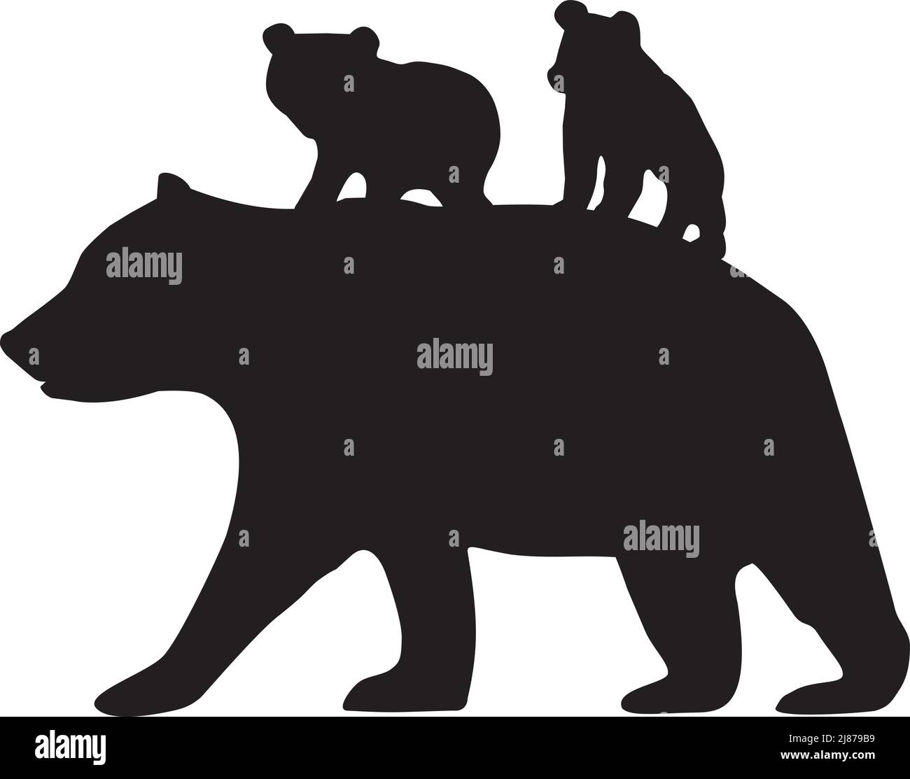 vektordarstellung eines Mama-Bären mit Bärenjungen. Stock Vektor