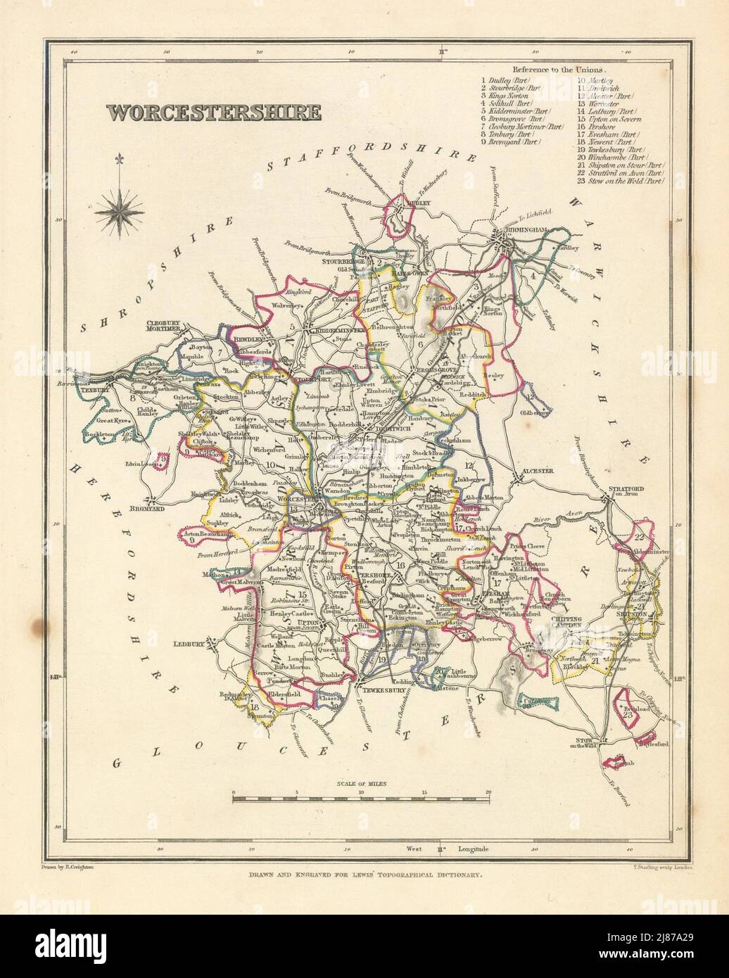 Antike Grafschaft Karte von westmorland von Creighton Walker Lewis. Lake District c 1840 Stockfoto