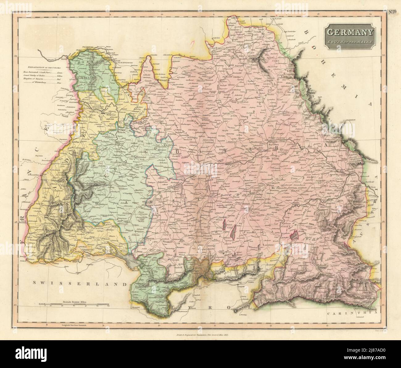 "Deutschland, südlich von der Mayne" (Main). Bayern-Baden-Vorarlberg. THOMSON 1817 Karte Stockfoto