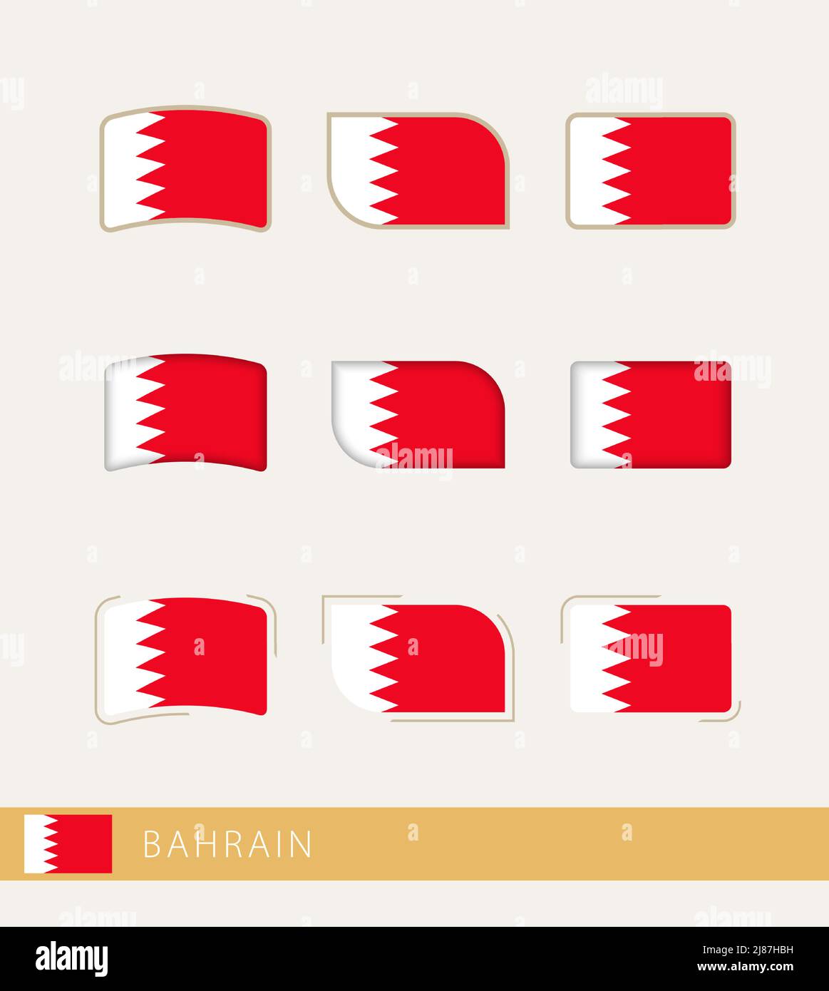 Vektorflaggen von Bahrain, Sammlung von Bahrain Flaggen. Vektorsymbol. Stock Vektor