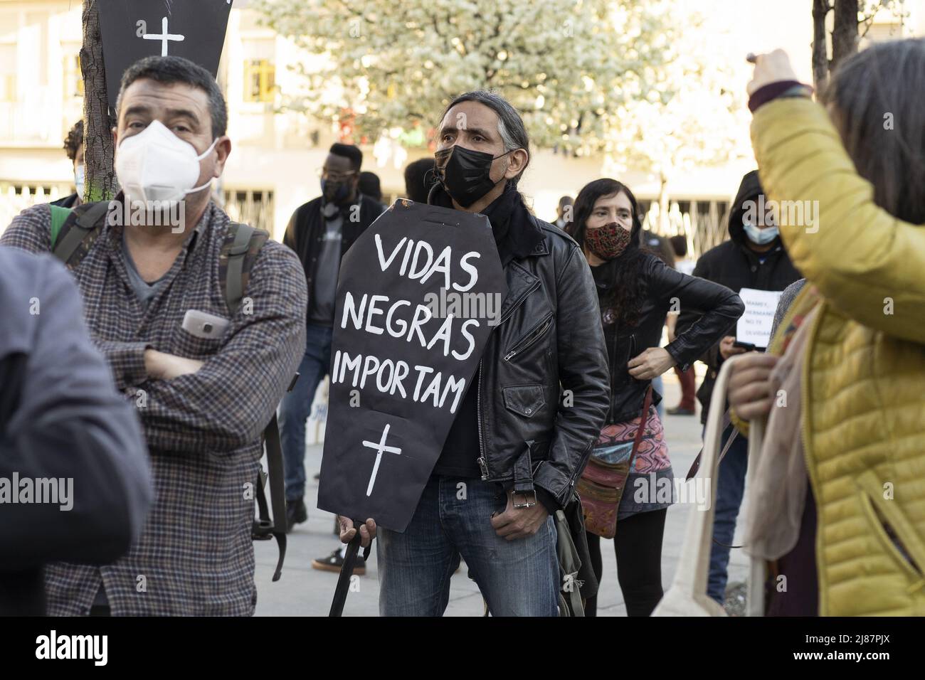 Ein Protest findet zum Todestag von Mame Mbaye in Madrid, Spanien statt.Featuring: Ansicht wo: Madrid, Spanien Wann: 15 Mar 2021 Credit: Oscar Gonzalez/WENN Stockfoto