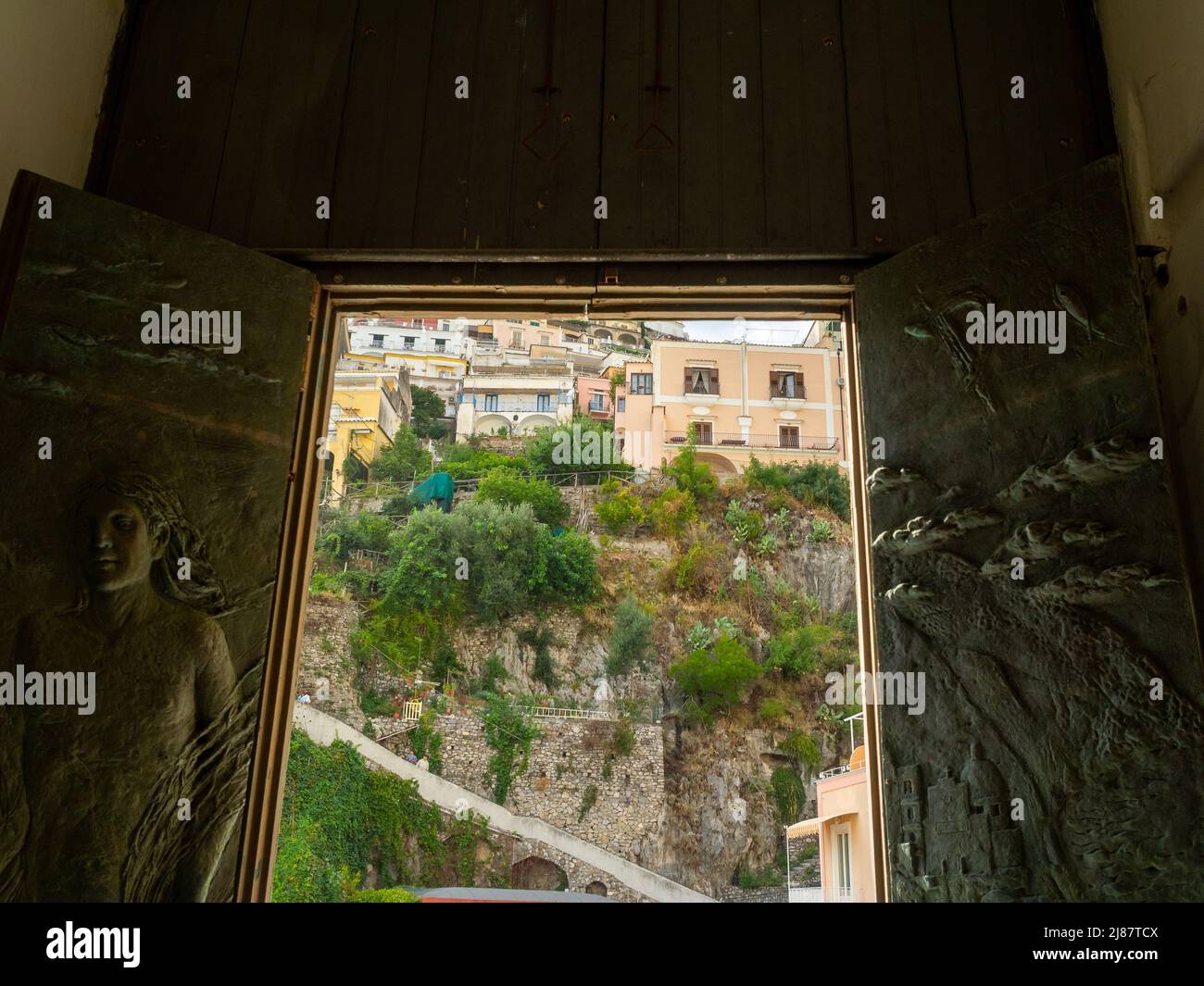 Positano Santa Maria Assunta Kirche Eingang Stockfoto