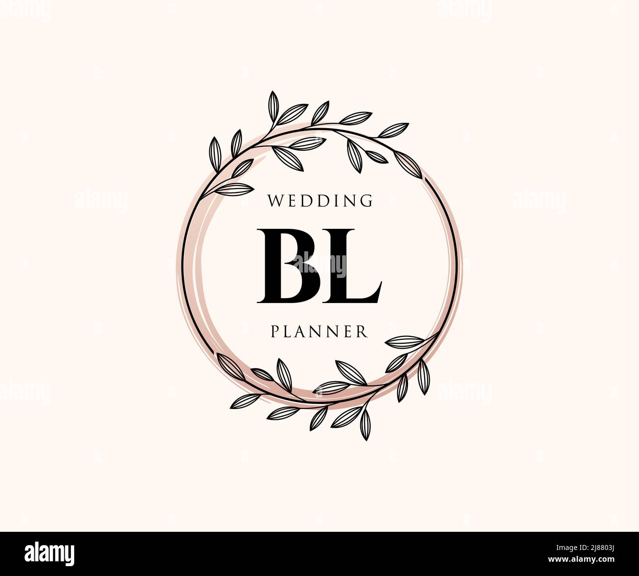BL Initials Letter Hochzeit Monogram Logos Kollektion, handgezeichnete moderne minimalistische und florale Vorlagen für Einladungskarten, Save the Date, elegant Stock Vektor