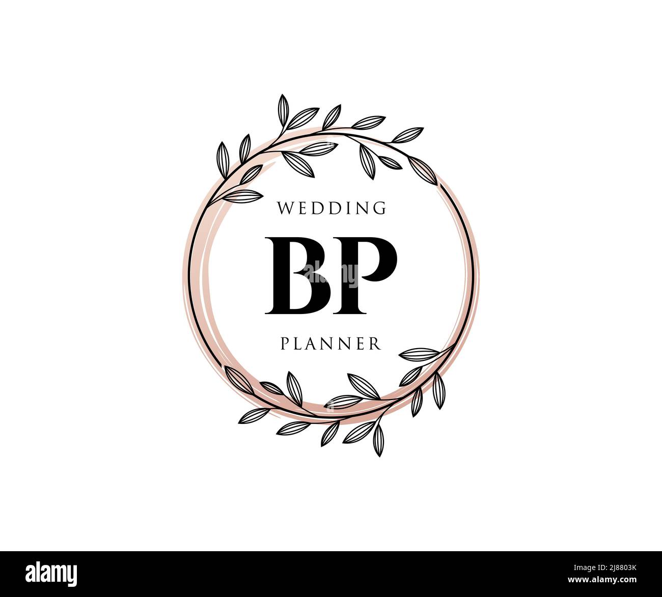 BP Initials Letter Hochzeitslogos Kollektion, handgezeichnete moderne minimalistische und florale Vorlagen für Einladungskarten, Save the Date, elegant Stock Vektor