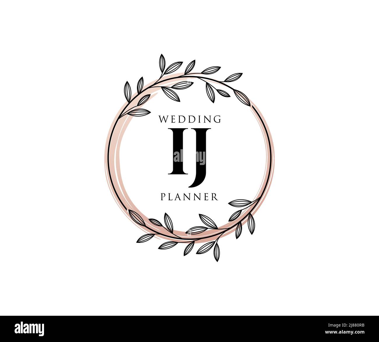 IJ Initials Letter Hochzeit Monogram Logos Kollektion, handgezeichnete moderne minimalistische und florale Vorlagen für Einladungskarten, Save the Date, elegant Stock Vektor