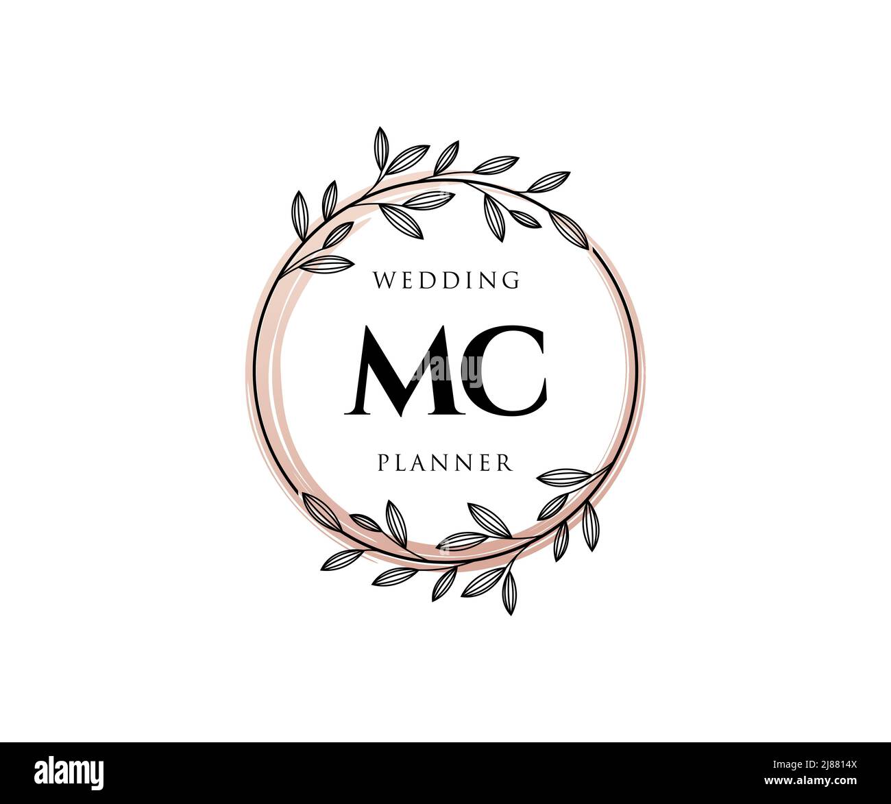 MC Initials Letter Hochzeit Monogram Logos Kollektion, handgezeichnete moderne minimalistische und florale Vorlagen für Einladungskarten, Save the Date, elegant Stock Vektor