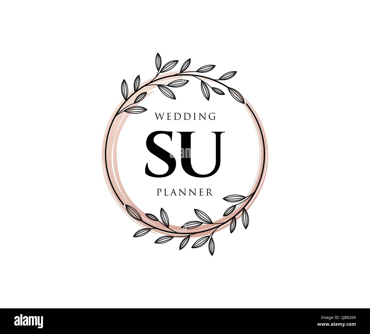 SU Initials Letter Hochzeit Monogram Logos Kollektion, handgezeichnete moderne minimalistische und florale Vorlagen für Einladungskarten, Save the Date, elegant Stock Vektor