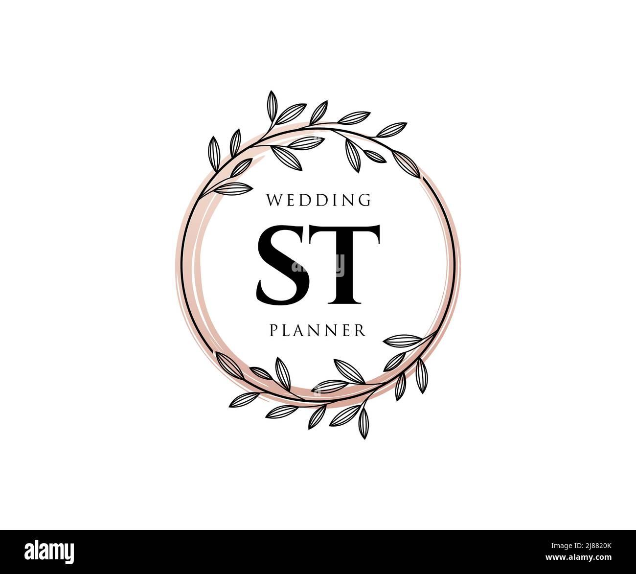 ST Initials Letter Hochzeit Monogram Logos Kollektion, handgezeichnete moderne minimalistische und florale Vorlagen für Einladungskarten, Save the Date, elegant Stock Vektor