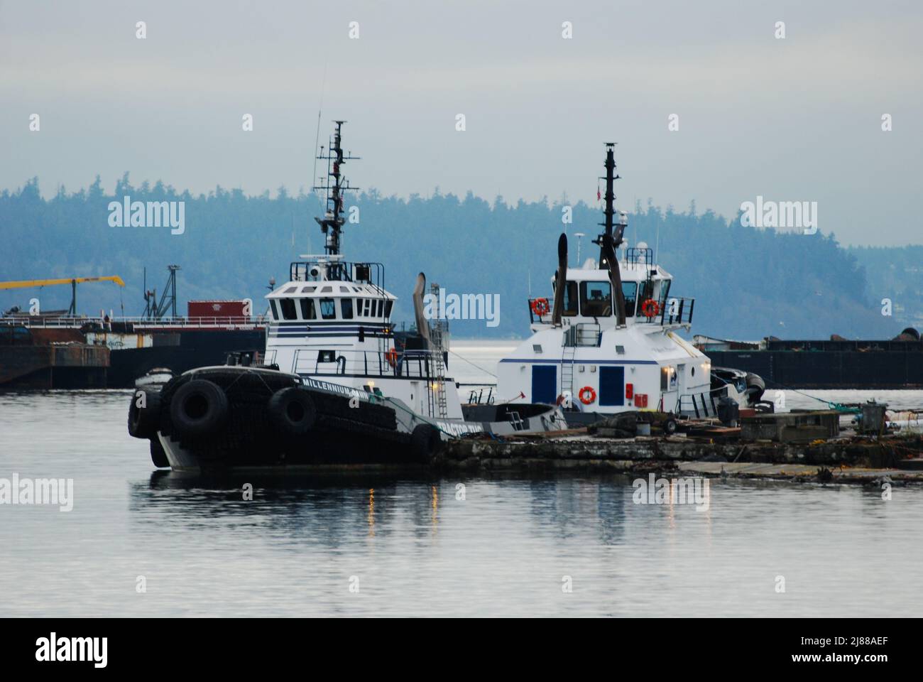 Schlepper am Hafen von Tacoma Stockfoto