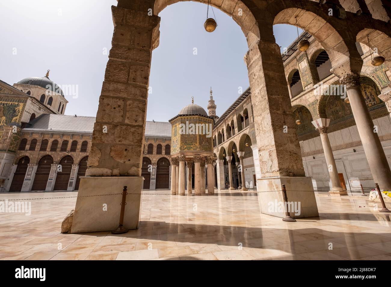 Damaskus, Syrien - Mai 2022: Die Umayyad-Moschee, auch bekannt als die große Moschee von Damaskus Stockfoto