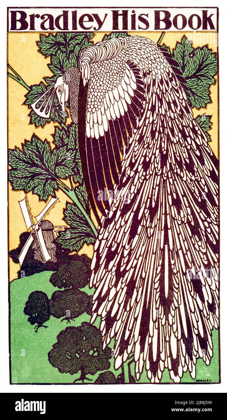 American Art Nouveau Illustration eines Pfaus des späten 19.. Jahrhunderts für 'Bradley, His Book', eine amerikanische Zeitschrift, die von will H. Bradley (1868-1962) in Springfield, Massachusetts, USA, gegründet wurde. Stockfoto