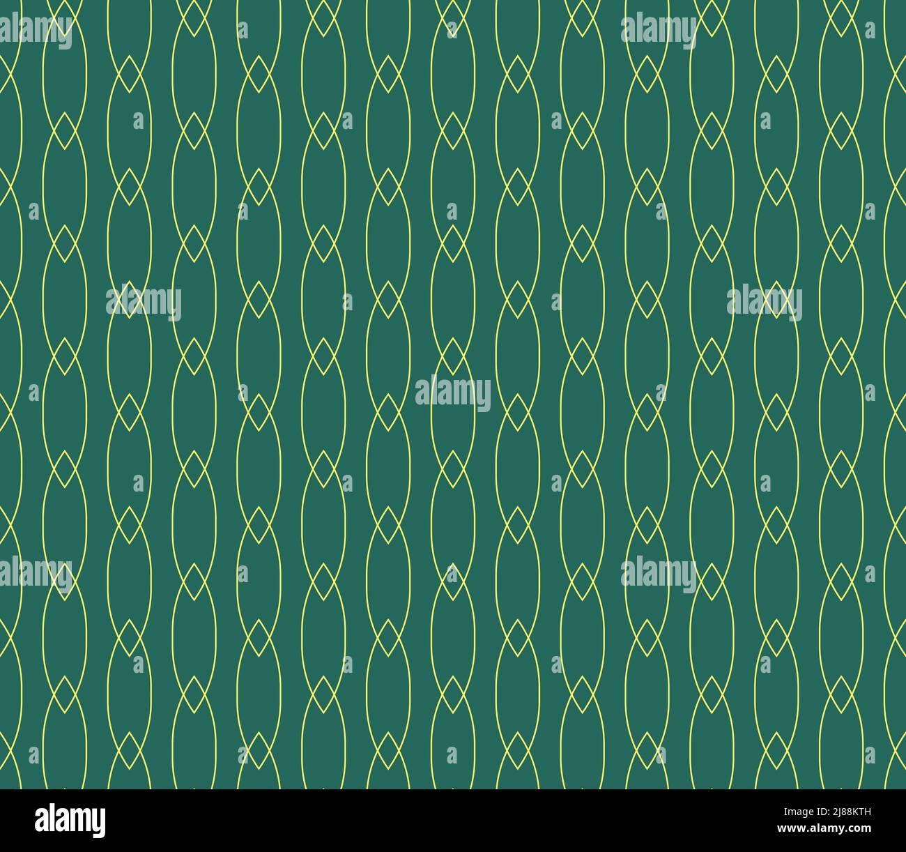 Vintage geometrische goldene Linie nahtloses Muster auf Jadegrün Hintergrund Stock Vektor