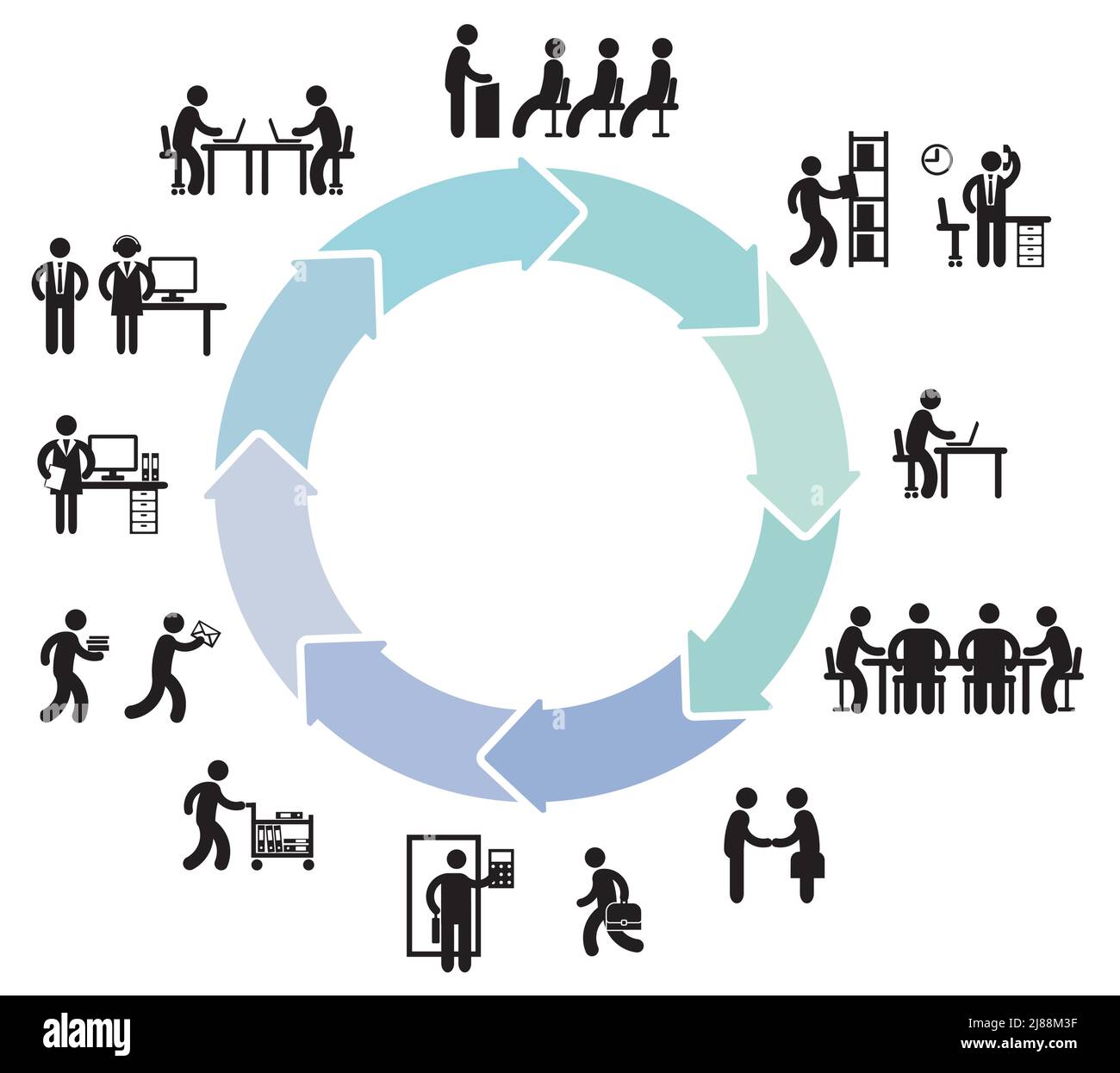 Büroarbeit und Organisation in Team-Informationen Illustration Stock Vektor