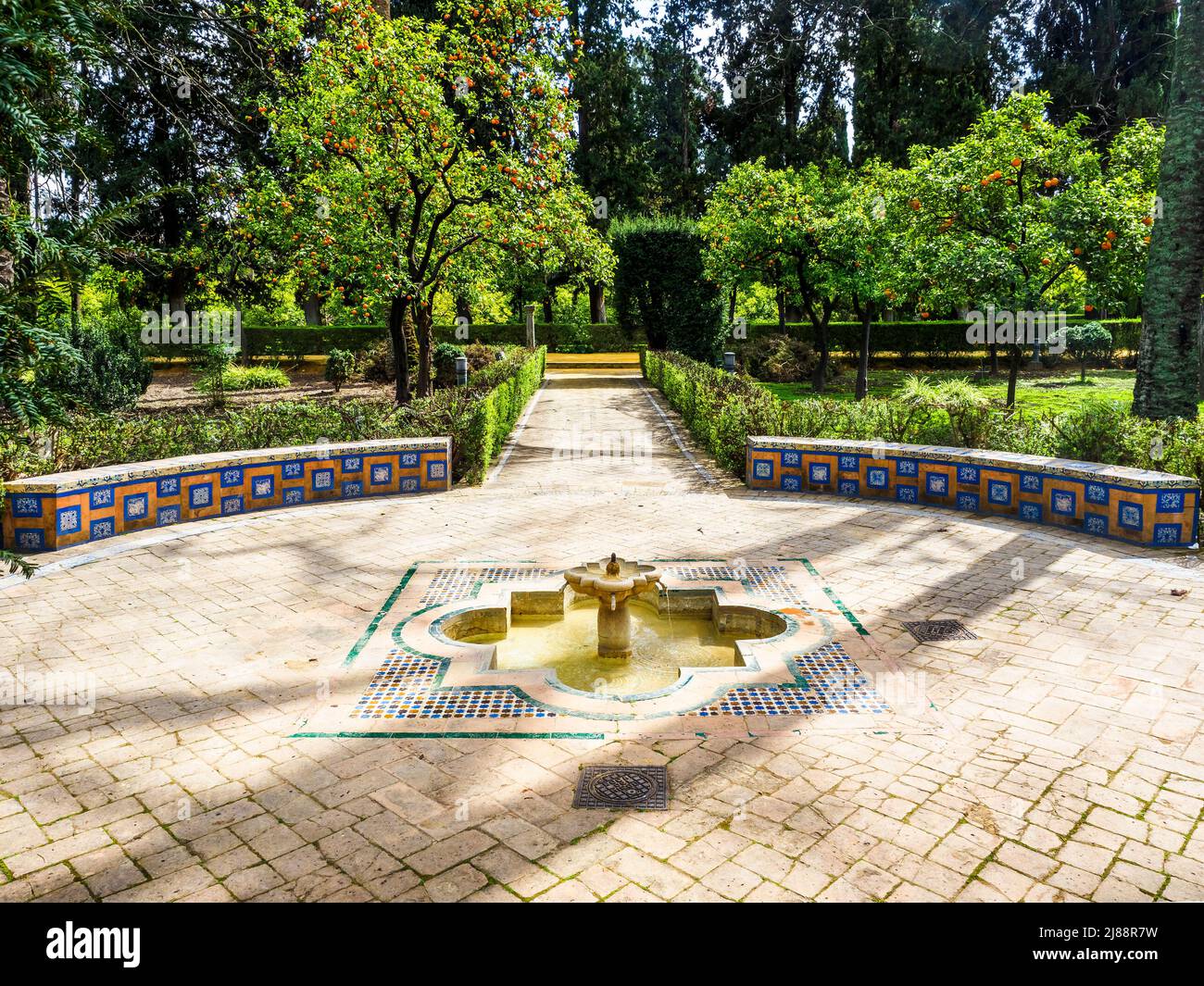 Gärten - Real Alcazar - Sevilla, Spanien Stockfoto