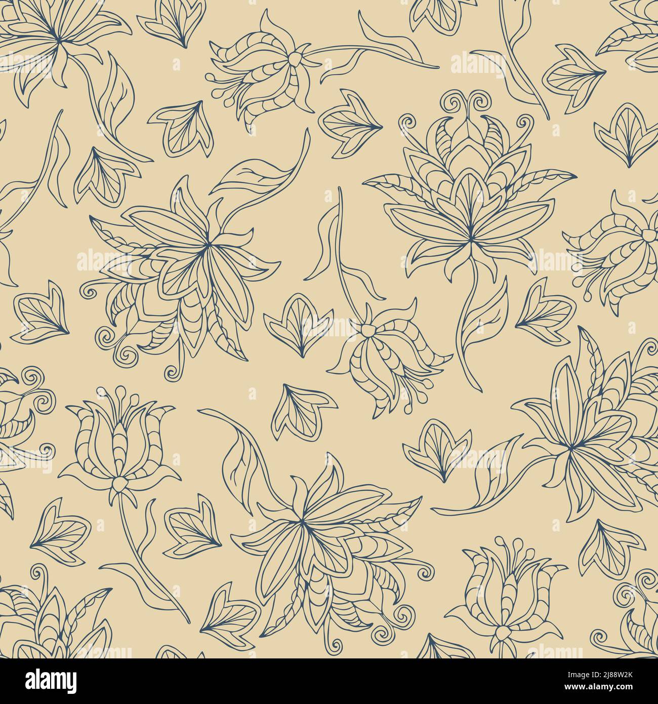 Nahtlose Vektor-Muster mit Umriss Blumen auf rosa Hintergrund. Sanfte florale Tapetenstruktur. Tropisch-modisches Textildesign. Stock Vektor