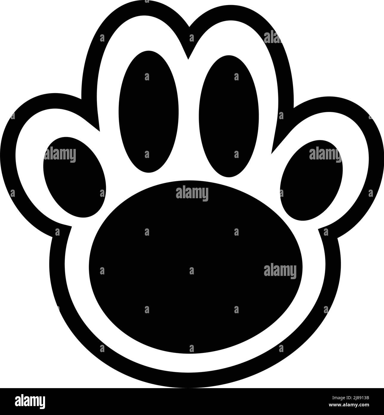 Symbol „Paw Silhouette“. Fußabdrücke von Hunden und Katzen. Bearbeitbarer Vektor. Stock Vektor
