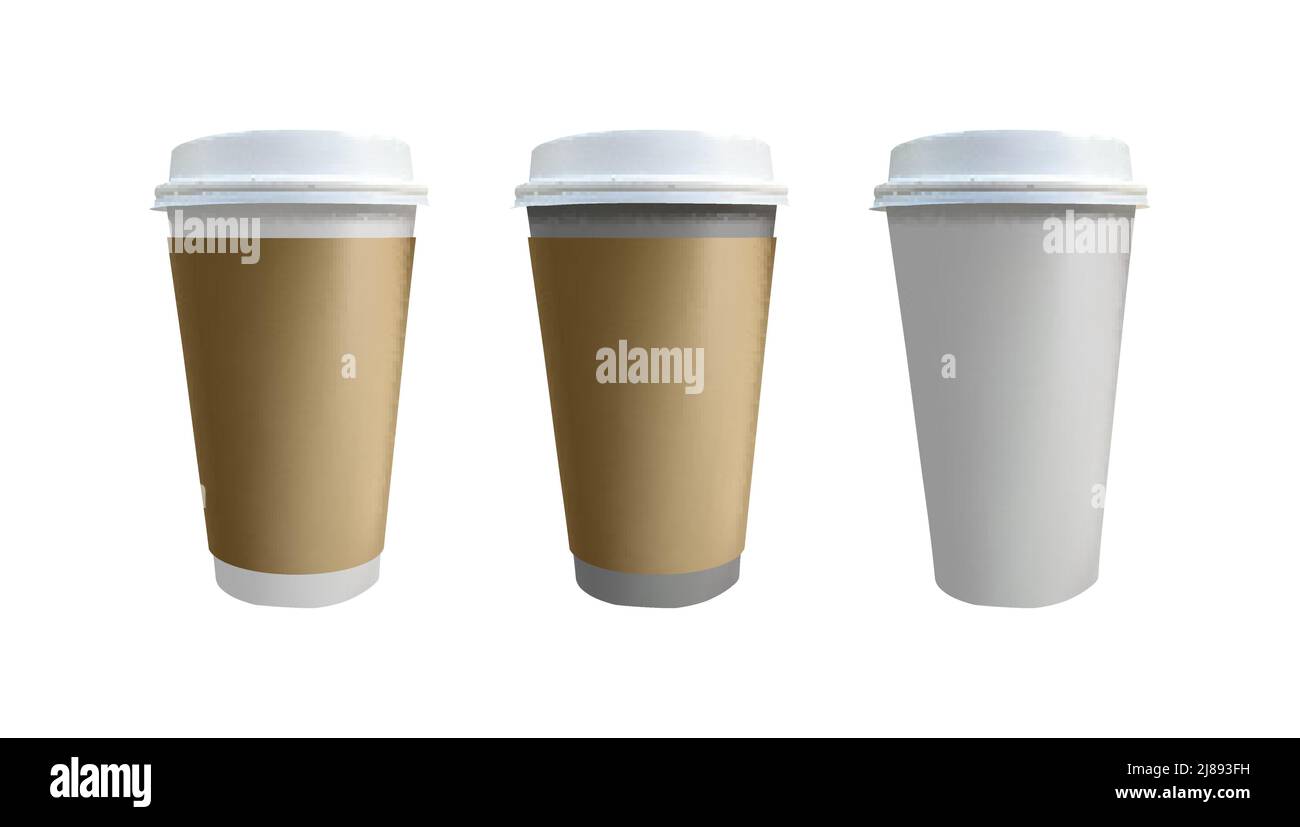 Kaffeetassen imitierten sich isoliert auf weißem Hintergrund. EPS 10 Stock Vektor