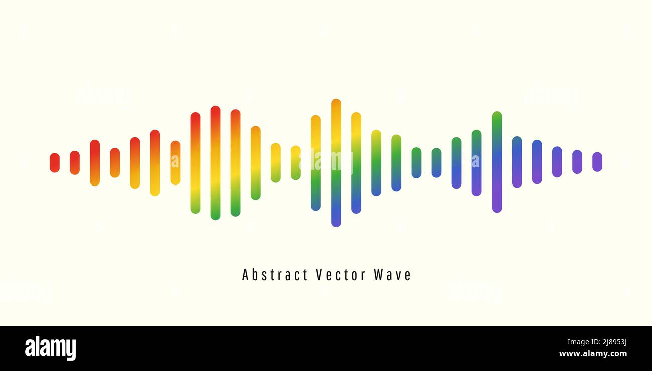 Farbenfrohe Signalwellen- oder Klangwellenausgleichswelle. Isolierter Hintergrund Design musikalische Schallwelle. Vektorgrafik. Stock Vektor