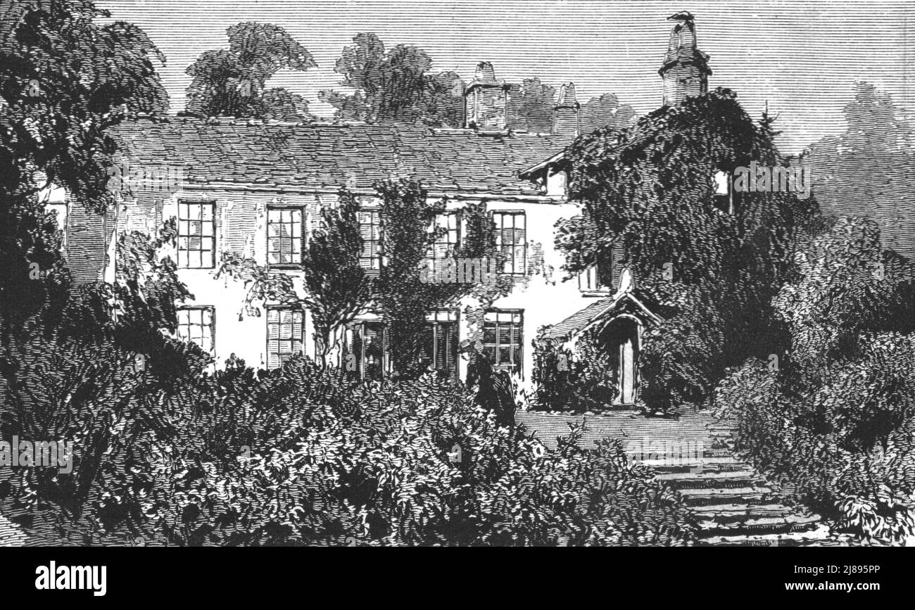 ''Rydal Mount, Wordsworths Haus', 1888. Von „The Graphic. An Illustrated Weekly Newspaper Volume38. Juli bis Dezember, 1888'. Stockfoto