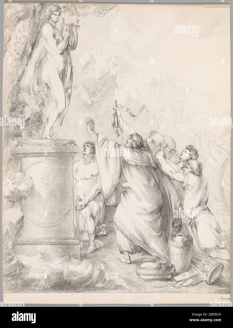 Chryses fleht um die Hilfe Apollos, aus Iliad, Buch I, 1765/66. Stockfoto