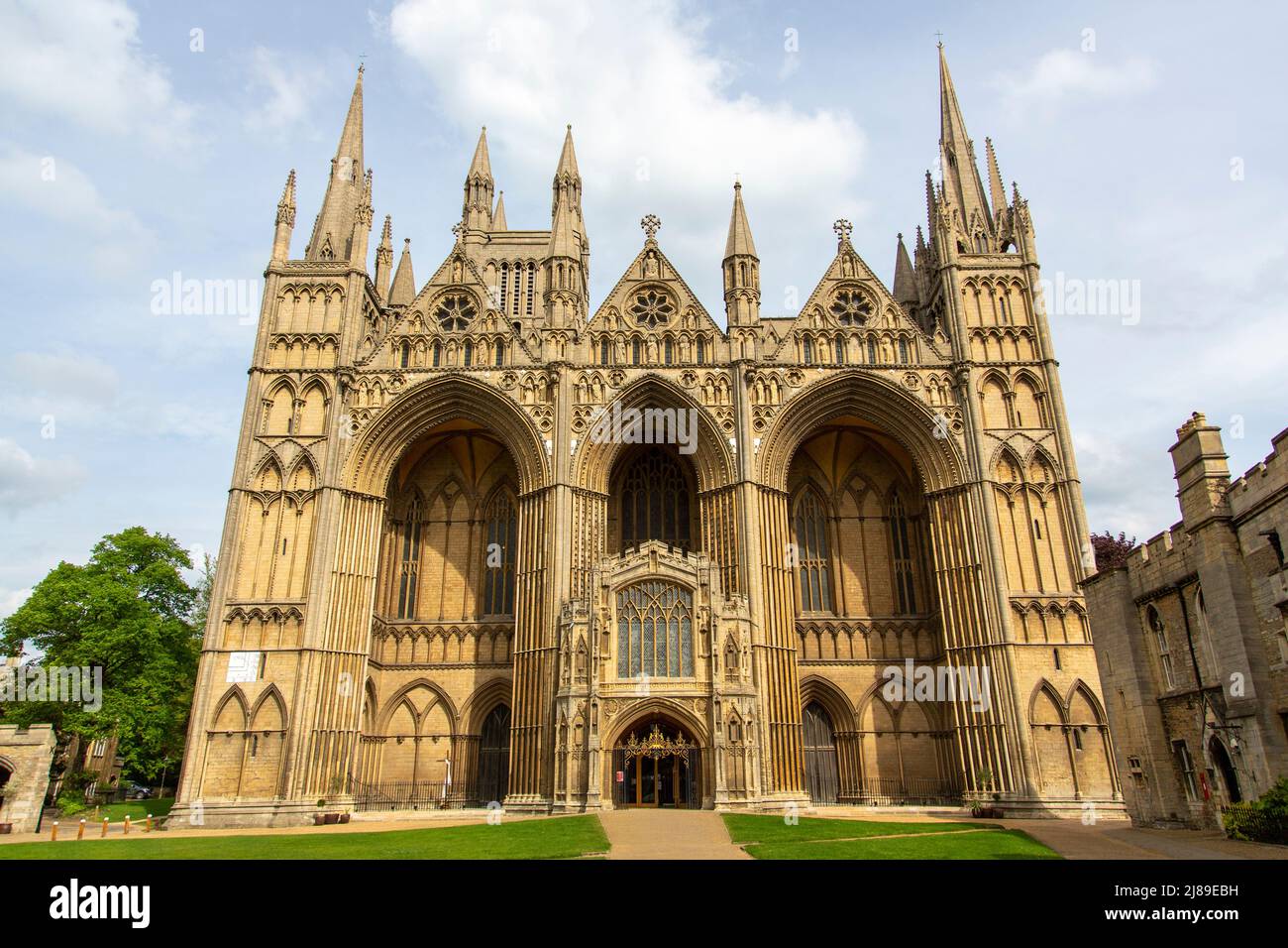 West Front, Peterborough Cathedral, England, Großbritannien Stockfoto
