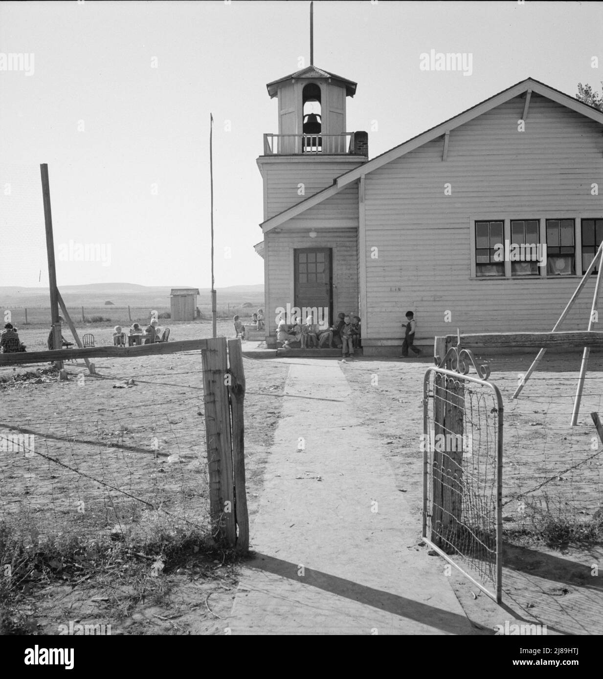 Lincoln Bench School und Hof. In Der Nähe Von Ontario, Malheur County, Oregon. Stockfoto