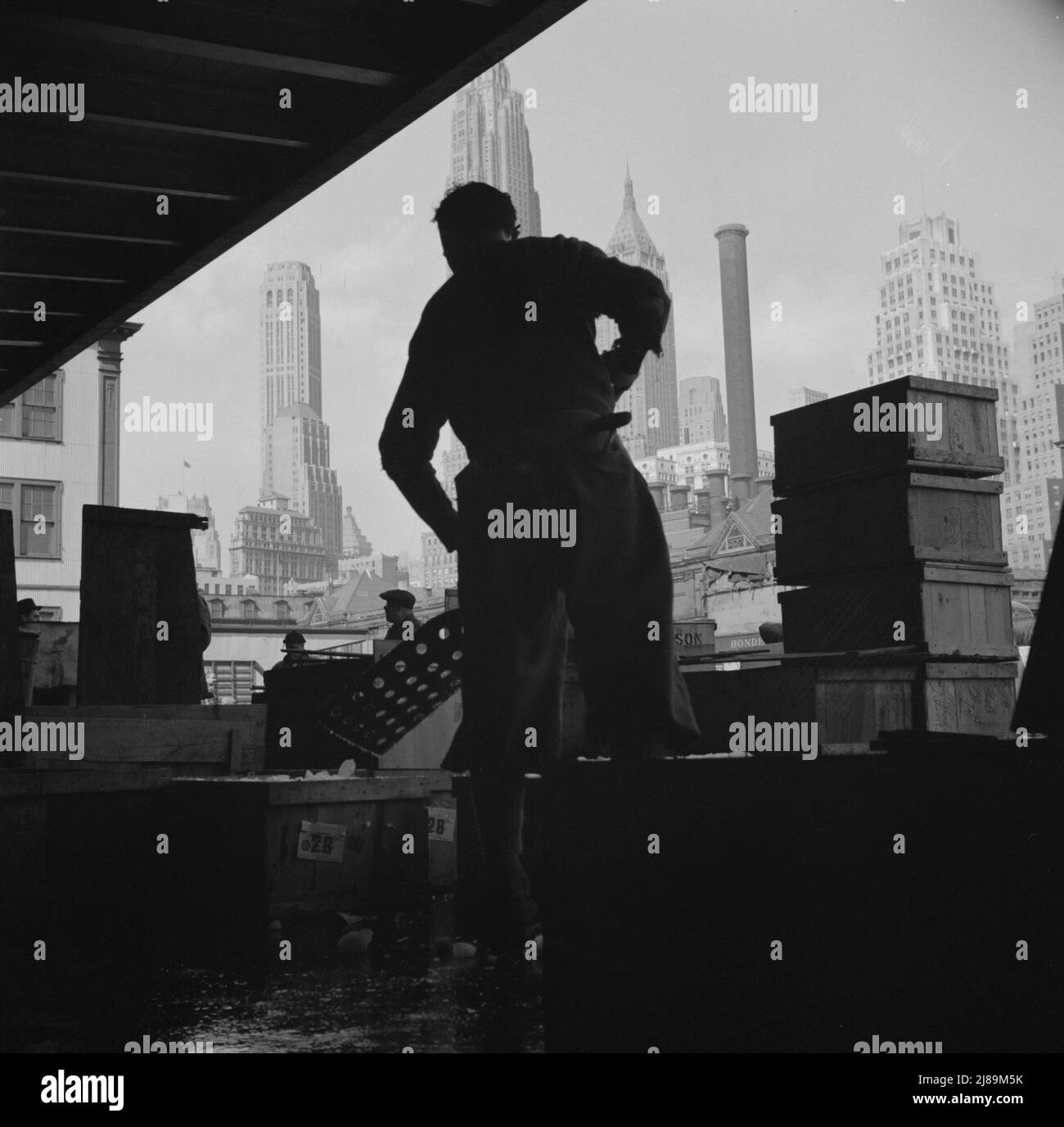 New York, New York. Eine Szene auf dem Fulton Fischmarkt. Stockfoto