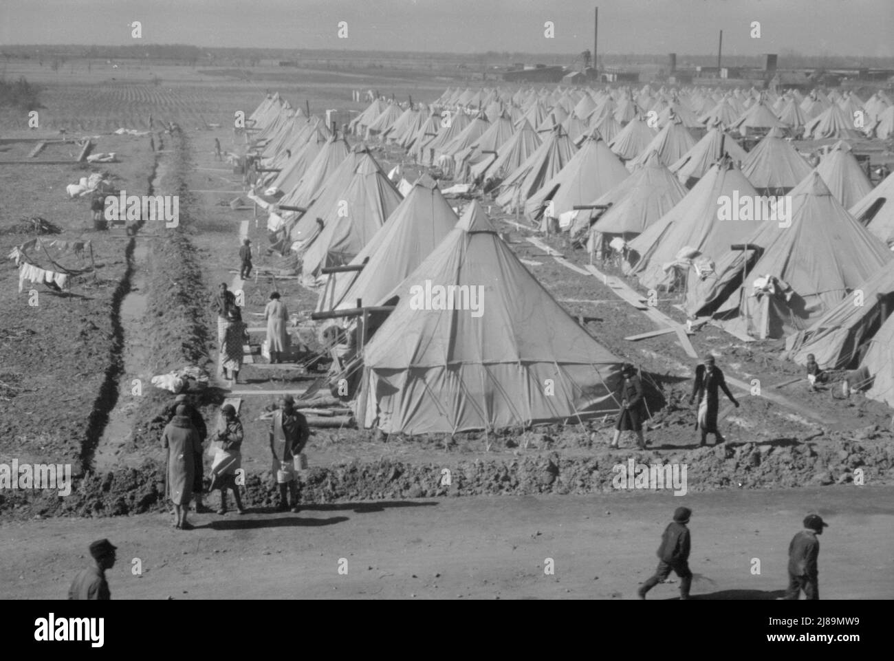 Hochwasserlager für Flüchtlinge in Forrest City, Arkansas. Stockfoto