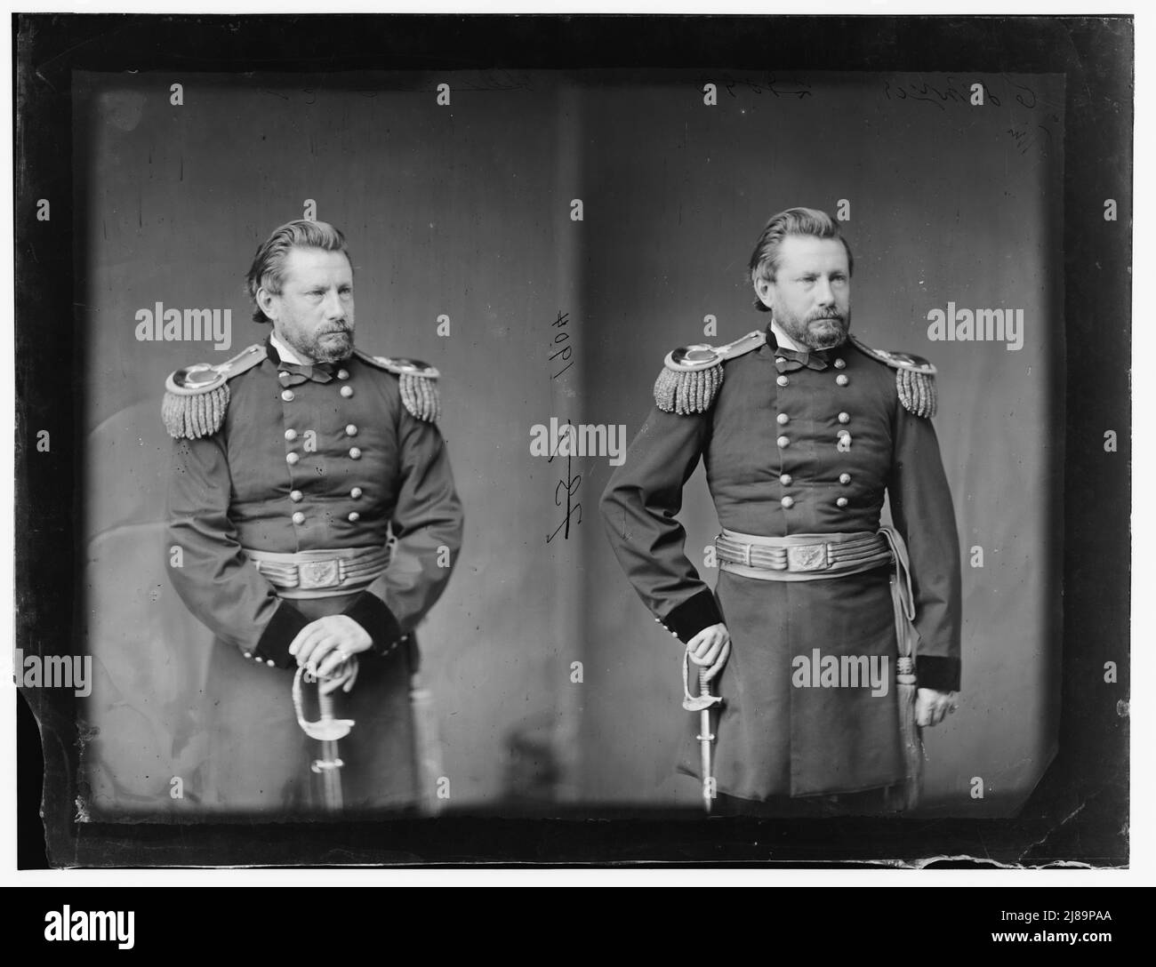 General Albert J. Myer, 1865-1880. Meyer, General Albert J. USA, zwischen 1865 und 1880. [Chirurg, erster Chief Signal Officer des US Army Signal Corps, Erfinder der WIG-Wag-Signalisierung (oder Lufttelegraphie), half bei der Entwicklung des US Weather Bureau]. Stockfoto