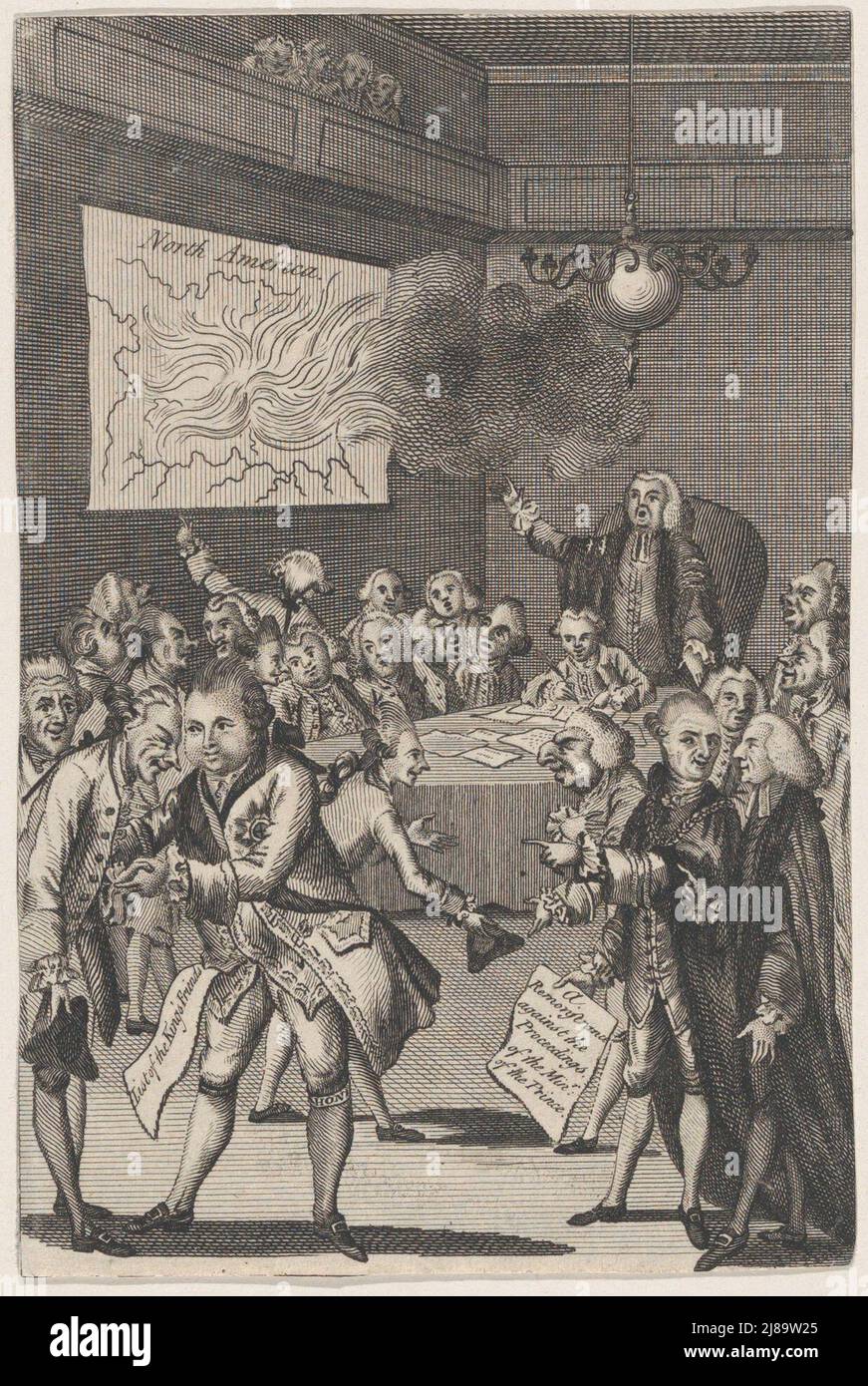 The Council of Herrschers &amp; The Elders Against the Tribe of Ye Americanites, 1. Januar 1775. Stockfoto