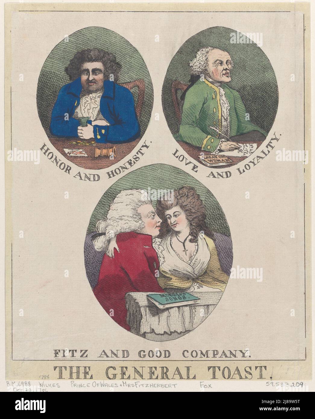 The General Toast: Honour and Honesty, Love and Loyalty, Fitz and Good Company, 20. Oktober 1786. Stockfoto