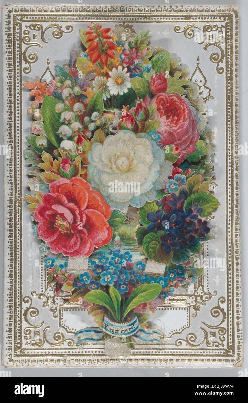 Valentine - Mechanical, Blumen mit versteckten Botschaften, Sachet, ca. 1875. Stockfoto