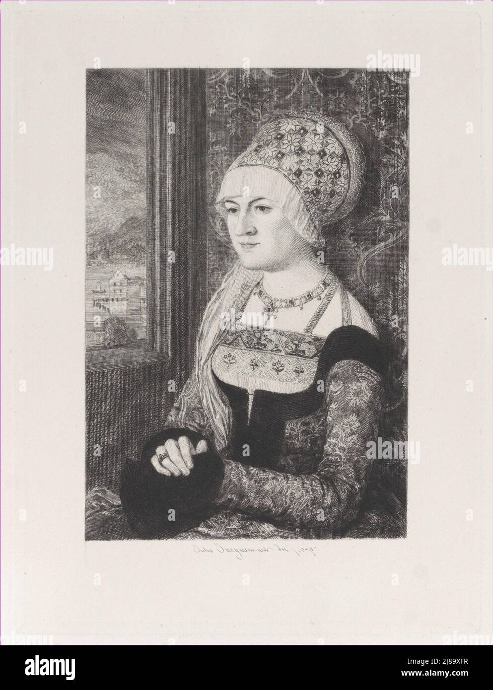 Porträt einer Frau, nach Bernhard Strigel, 1871. Stockfoto