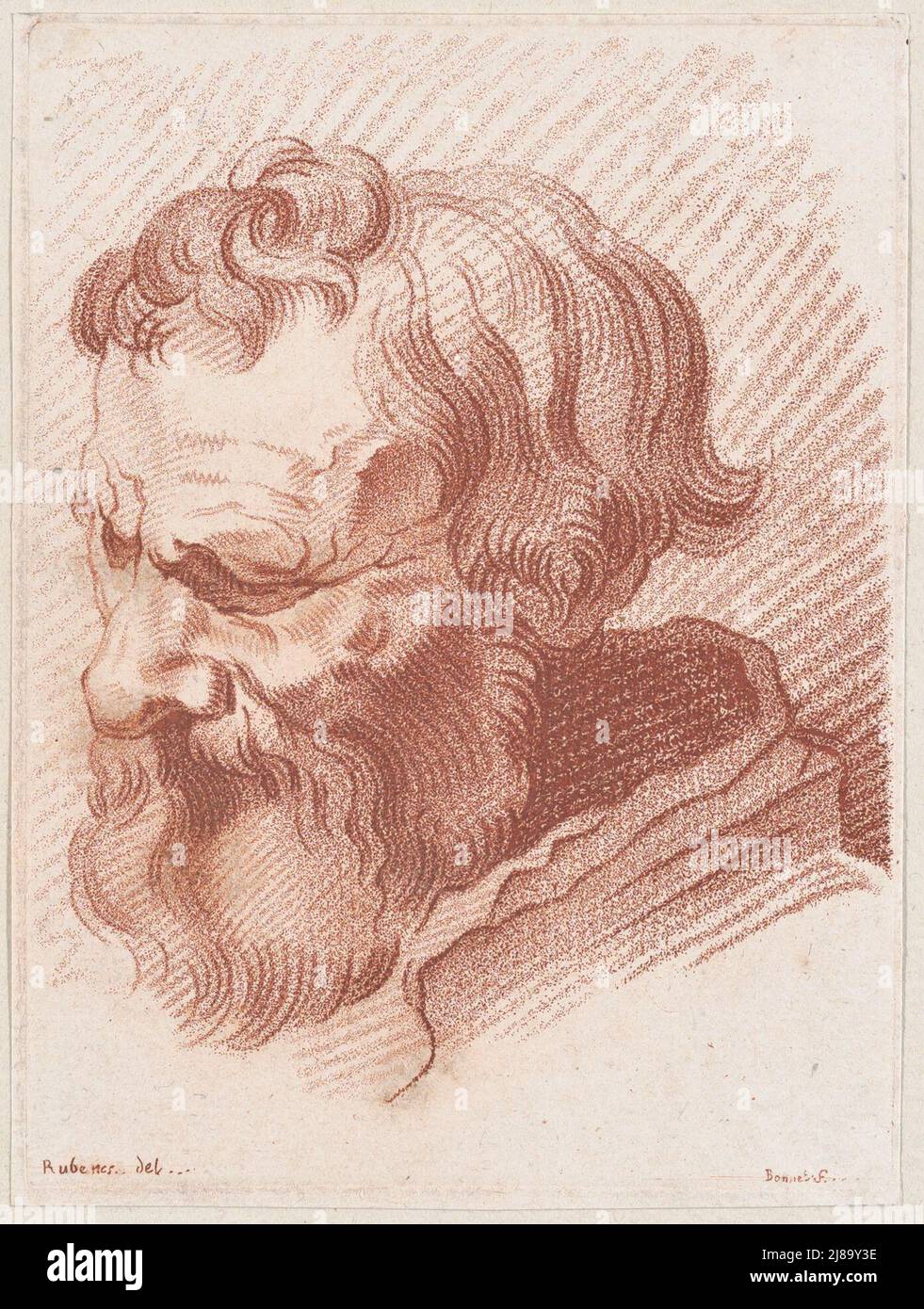 Kopf eines Mannes mit Bart, ca. 1755-93. Stockfoto
